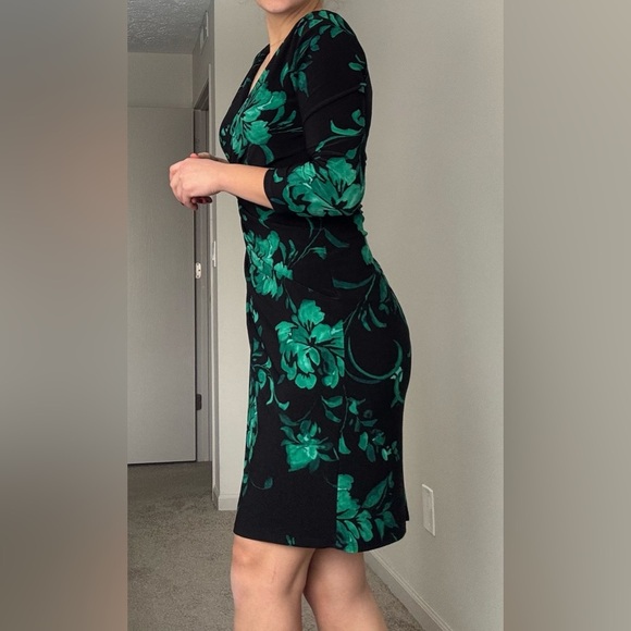 Lauren Ralph Lauren women's Faux Draped top Dress, Green/Black, Size 6 - Picture 12 of 12